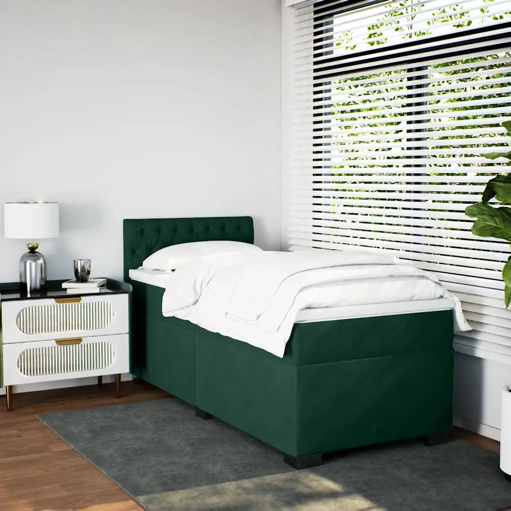 Giroletto a Molle con Materasso Verde Scuro 90x190 cm Velluto 3288495