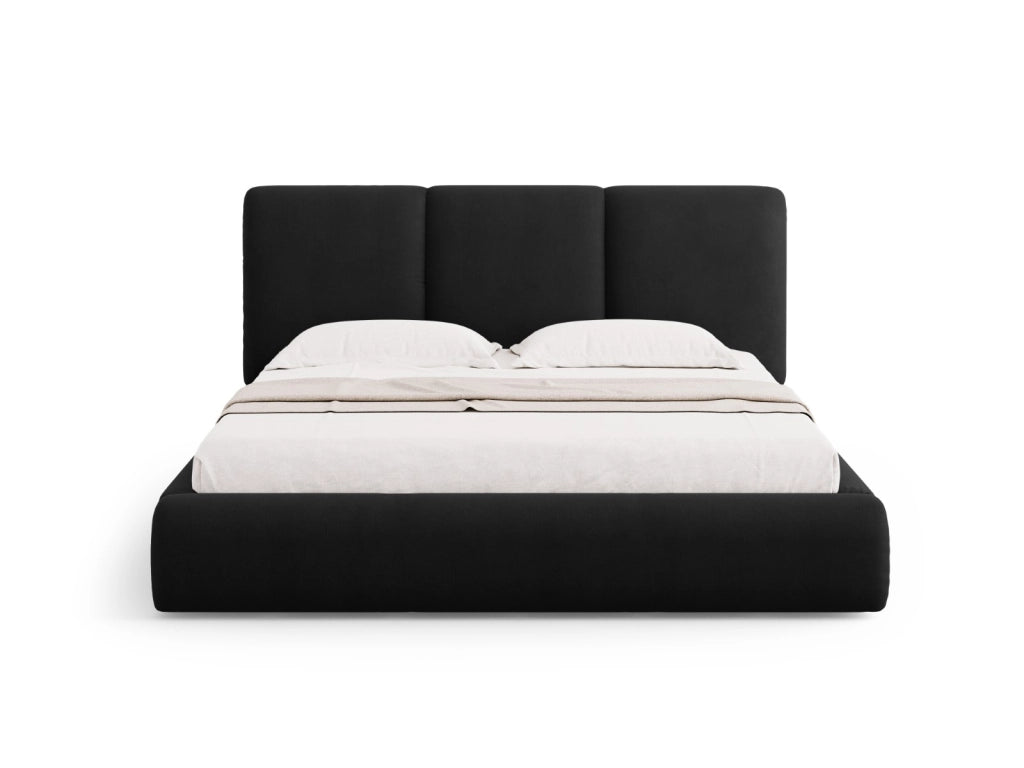 Cosmopolitan Design - Letto a cassettone con testiera "Nicolas" 160x200cm in ciniglia nero 