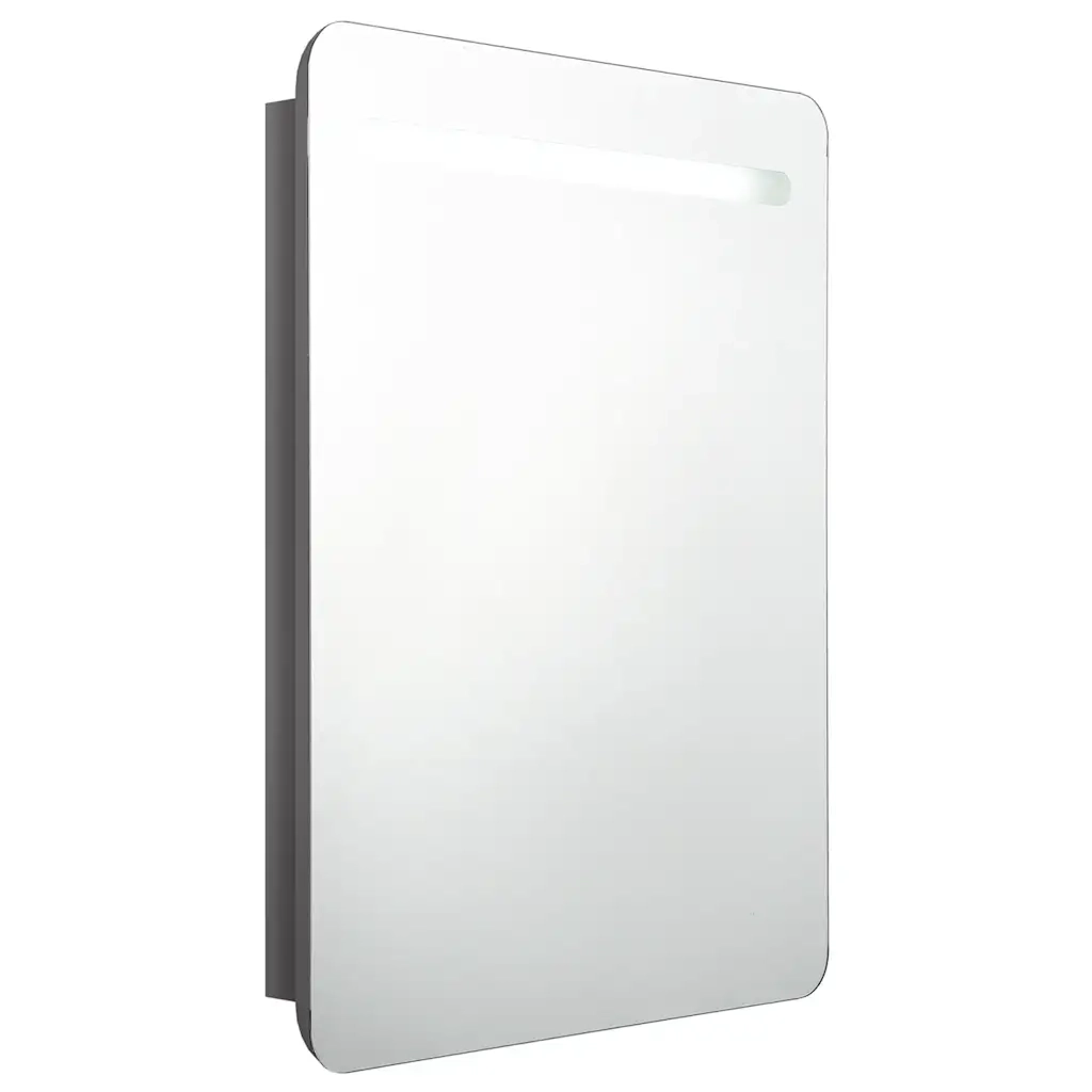 Armadietto Bagno | Armadio da bagno con Specchio e LED Grigio Lucido 60x11x80 cm