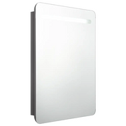 Armadietto Bagno | Armadio da bagno con Specchio e LED Grigio Lucido 60x11x80 cm