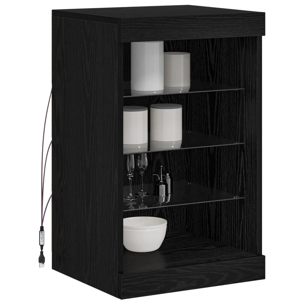 Credenza | Madia LED Rovere Nero 41 x 37 x 67 cm Legno multistrato