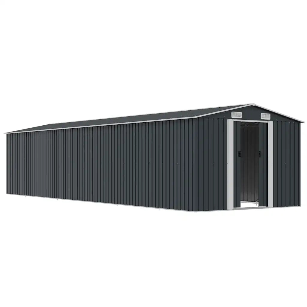 Capanno da Giardino Antracite 257x990x181 cm in Acciaio Zincato 47038