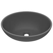 Lavandino-Lavello Lusso Ovale Grigio Scuro Opaco 40x33 cm in Ceramica