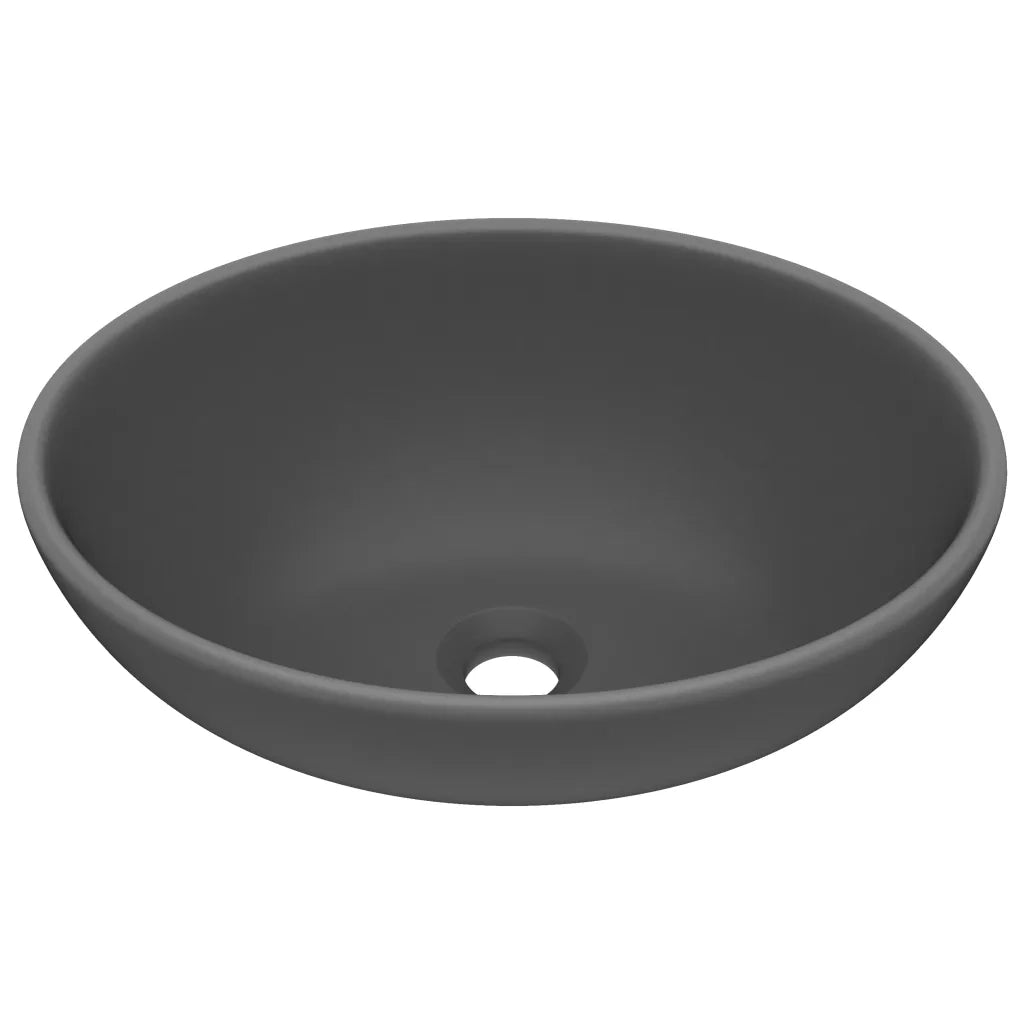Lavandino-Lavello Lusso Ovale Grigio Scuro Opaco 40x33 cm in Ceramica