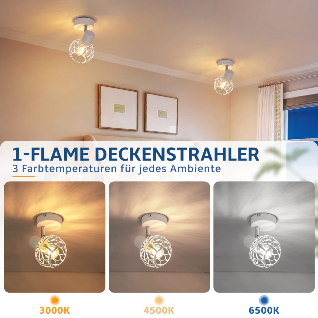 ZMH Faretto da soffitto 1 Luce Bianco E14 Metall Orientabile 350¡ã per Corridoio Cucina Camera Senza Lampadina