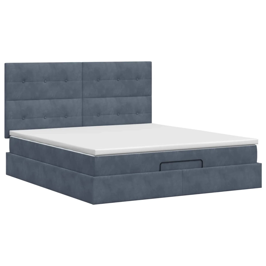 Letto ottomano con materasso Grigio Scuro 140 x 200 cm Velluto 3457726