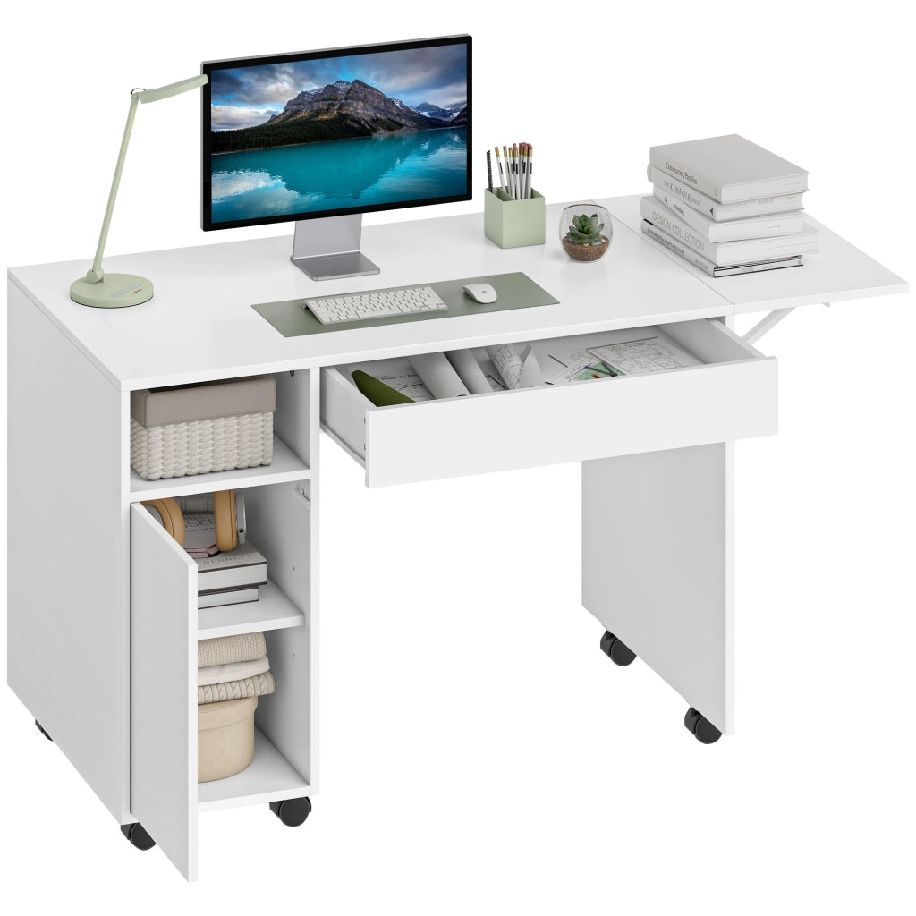 Scrivania computer con cassetto e scaffale ¨C zephmum ¨C bianco 90x50x75