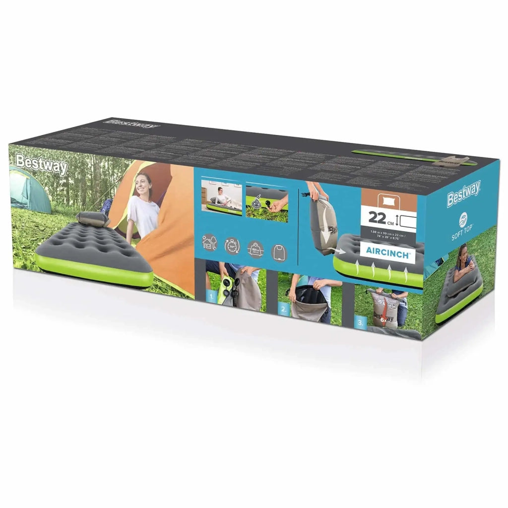 Bestway Materasso ad Aria Grigio e Verde 188 x 99 x 22 cm PVC 42035747