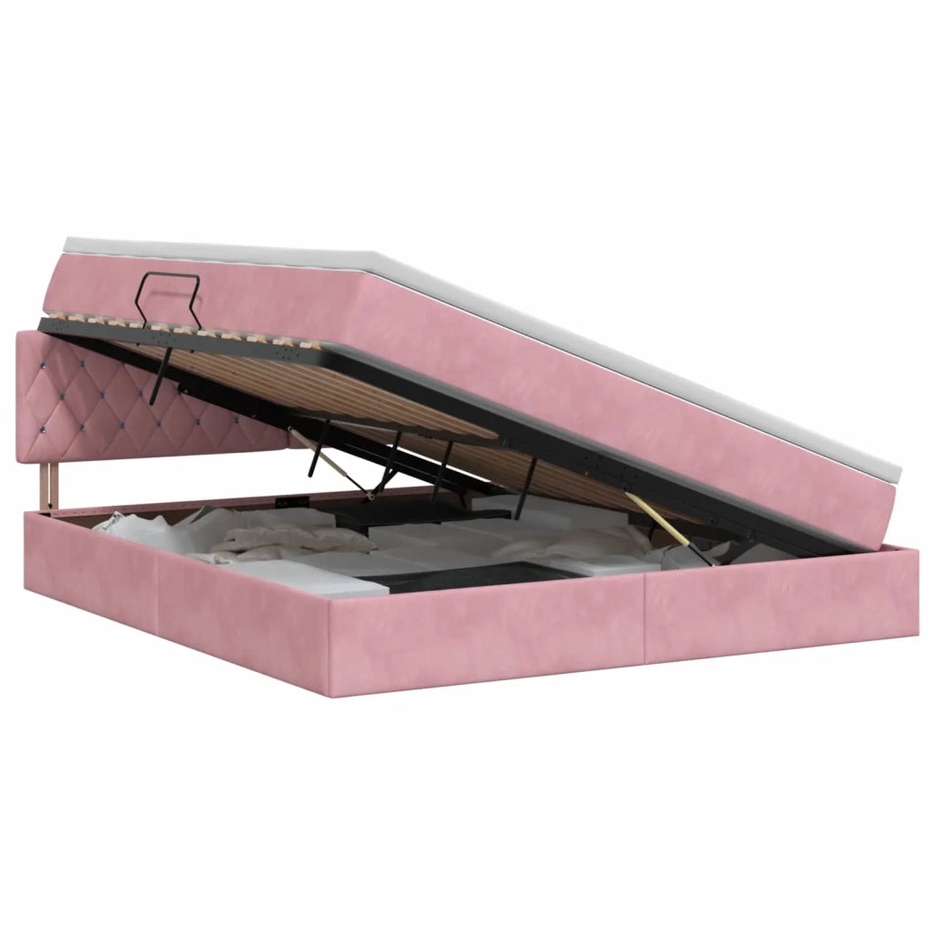 Letto con Contenitore con testiera Rosa 180 x 200 cm Velluto 3458768