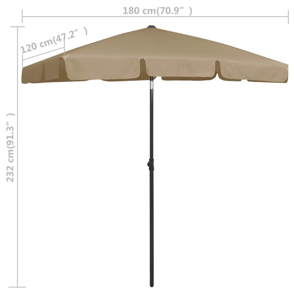 Ombrellone da Spiaggia Tortora 180x120 cm 314722