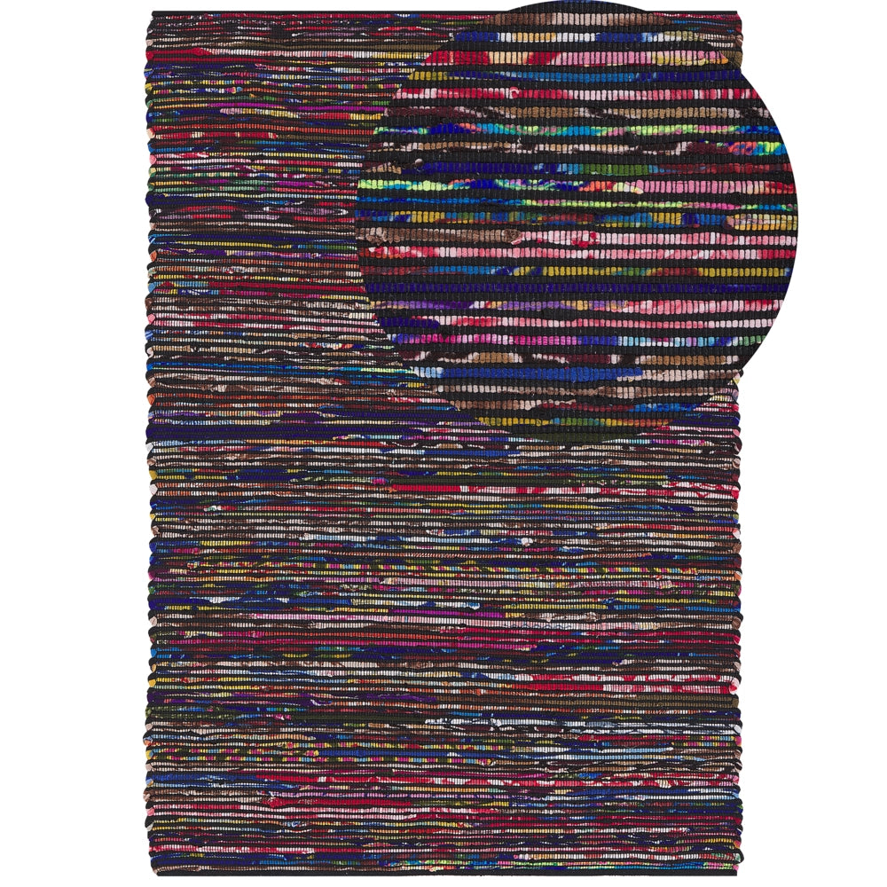 Tappeto Cotone Multicolore Scuro 160 x 230 cm Rettangolare Fatto a Mano Boho Eclettico