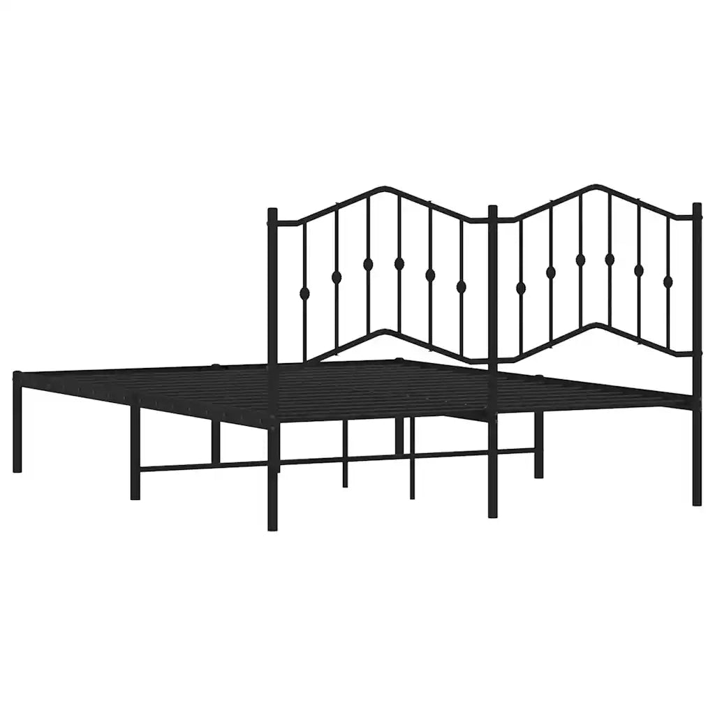 Giroletto con Testiera in Metallo Nero 135x190 cm 373788