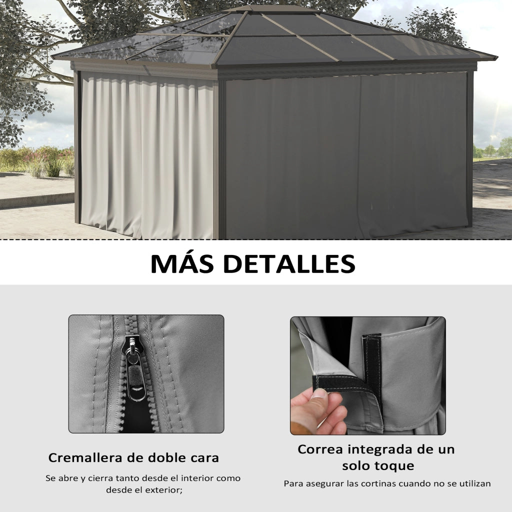 Set 4 Pareti Laterali per Gazebo ¨C Xylo ¨C 302x205 cm Grigio Chiaro con 40 Ganchos