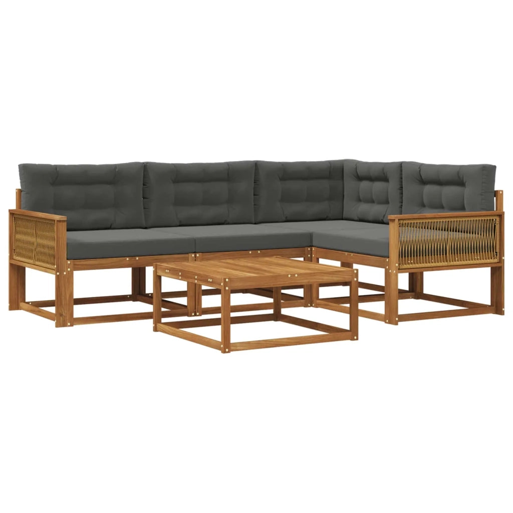 Set di divani da esterno con cuscino 5 pcs Naturale e Antracite