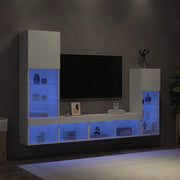 Mobili TV a Muro con LED 4pz Bianchi in Legno Multistrato 3216647
