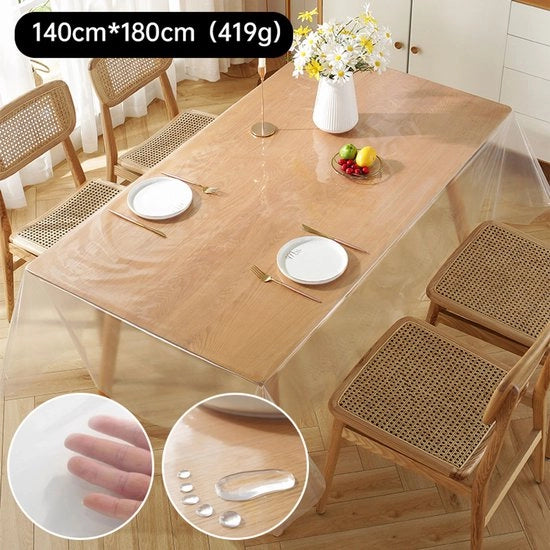 Telaio per tavolo in PVC trasparente 180x140 cm – Impermeabile, lavabile, protezione per tavolo – Foglio per tavolo rettangolare