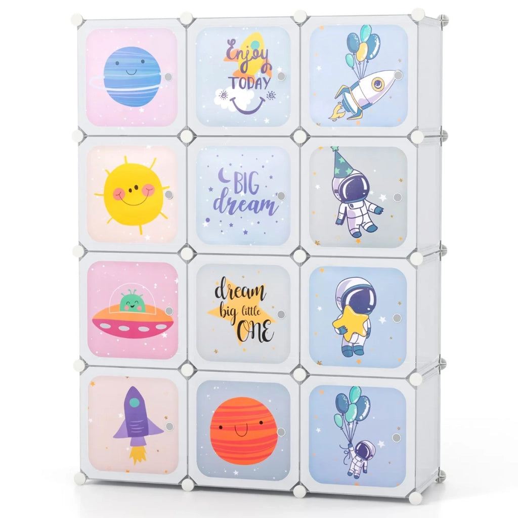 Armadio componibile per bambini 107 x 36 x 142 cm con asta appendiabiti e pratico contenitore stile moderno polipropilene bianco 20_0010308