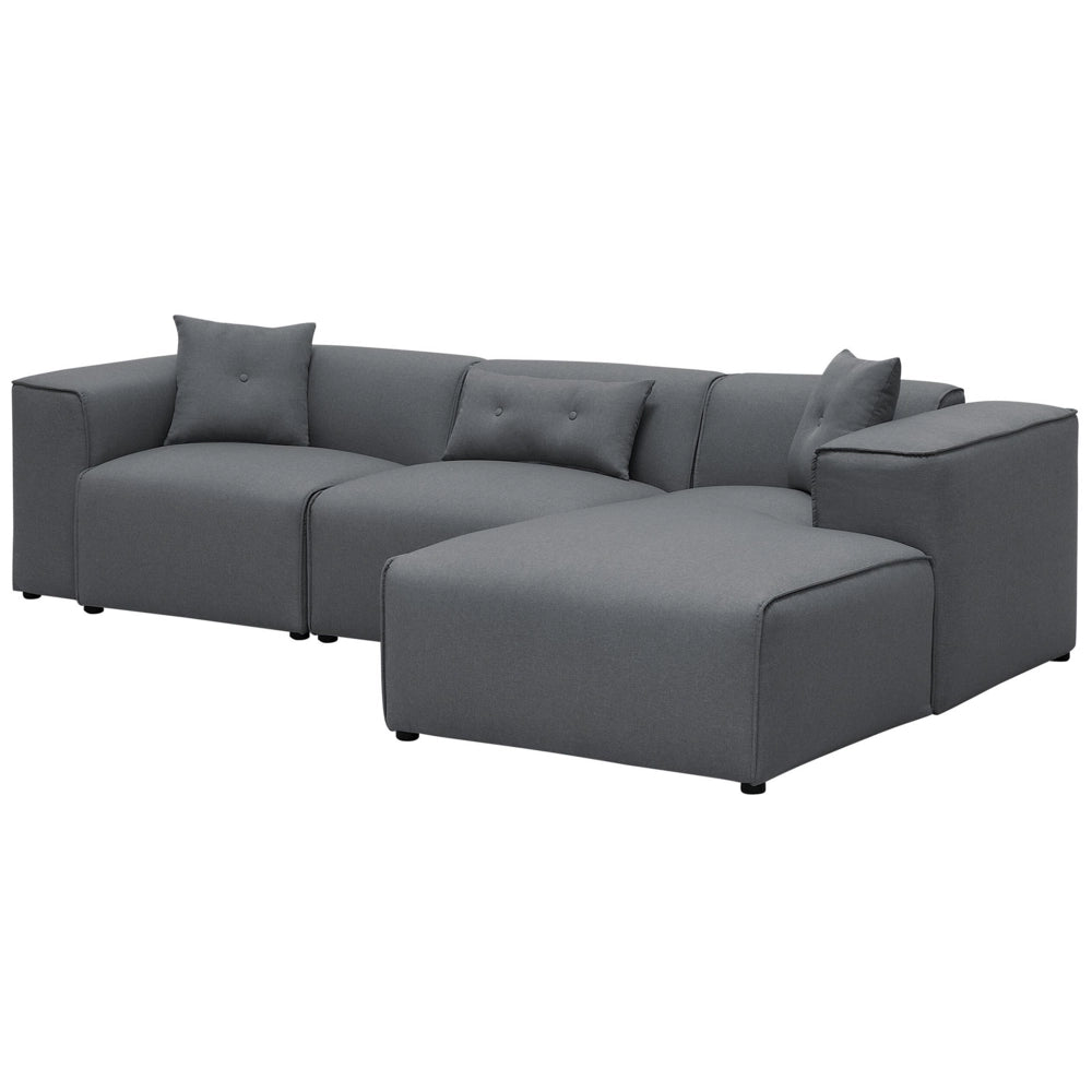 Divano Angolare color Grigio Scuro a 3 Posti con Cuscini lato sinistro in stile Moderno camera da letto soggiorno