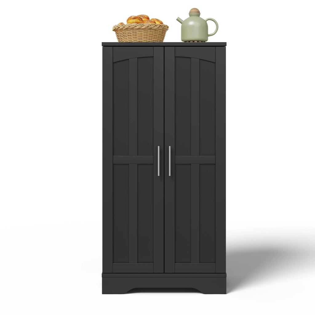 Mobile Dispensa 60x40x120 cm Nero con LED Sensore; 2 Ante; Ripiani Regolabili e Portaoggetti