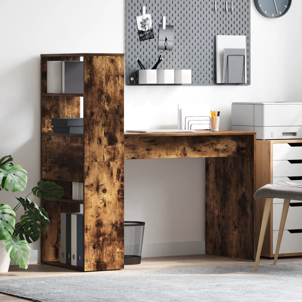 Scrivania con archiviazione Rovere Affumicato 113x54x120 cm Legno ingegnerizzato