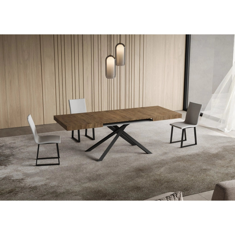 Tavolo allungabile 140/400x90 cm Niket telaio Antracite - Noce