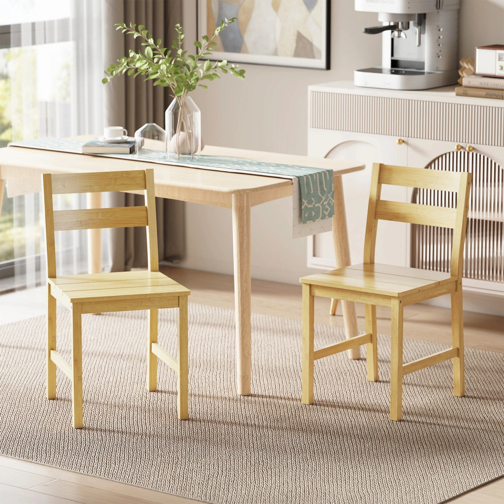 Set di 2 Sedie da Pranzo in Bamb¨´ ¨C Zephmum ¨C Naturale Senza Braccioli
