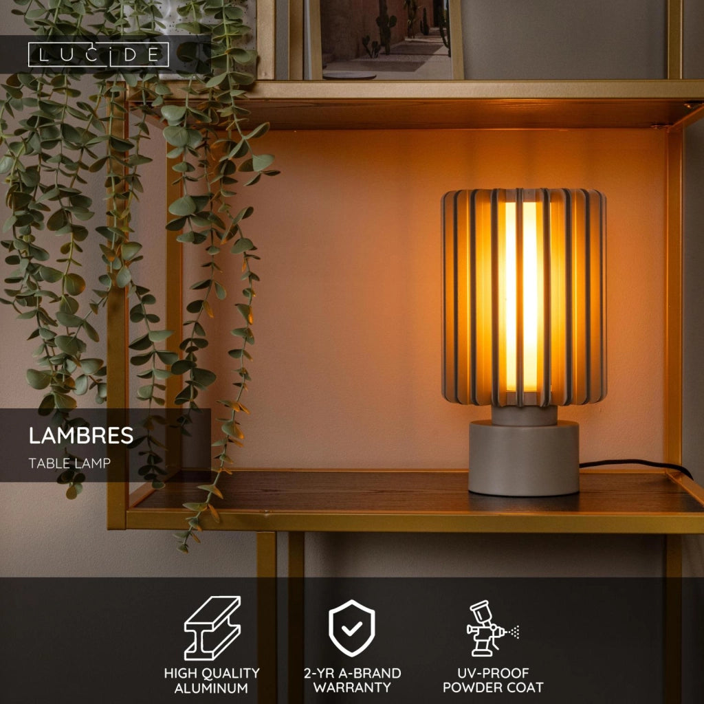 Lampada da tavolo LAMBRES 1xE27 taupe alluminio Lucide