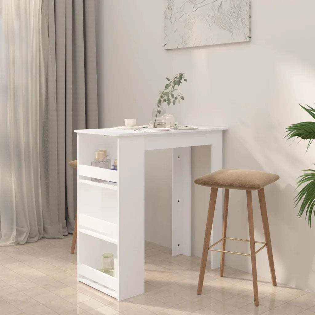 Tavolino da Bar con Mensole Bianco 102x50x103,5 cm Truciolato 809467