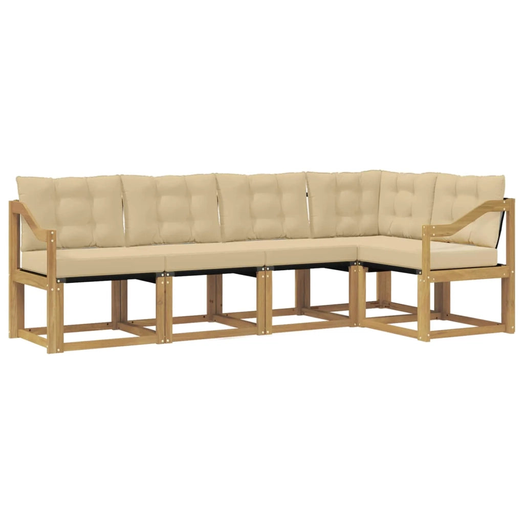 Set di divani da esterno con cuscino 5 pcs Bianco e Beige