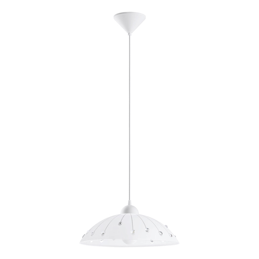 Lampadario A Sospensione Contemporaneo Vetro Policarbonato Bianco 1 Luce E27
