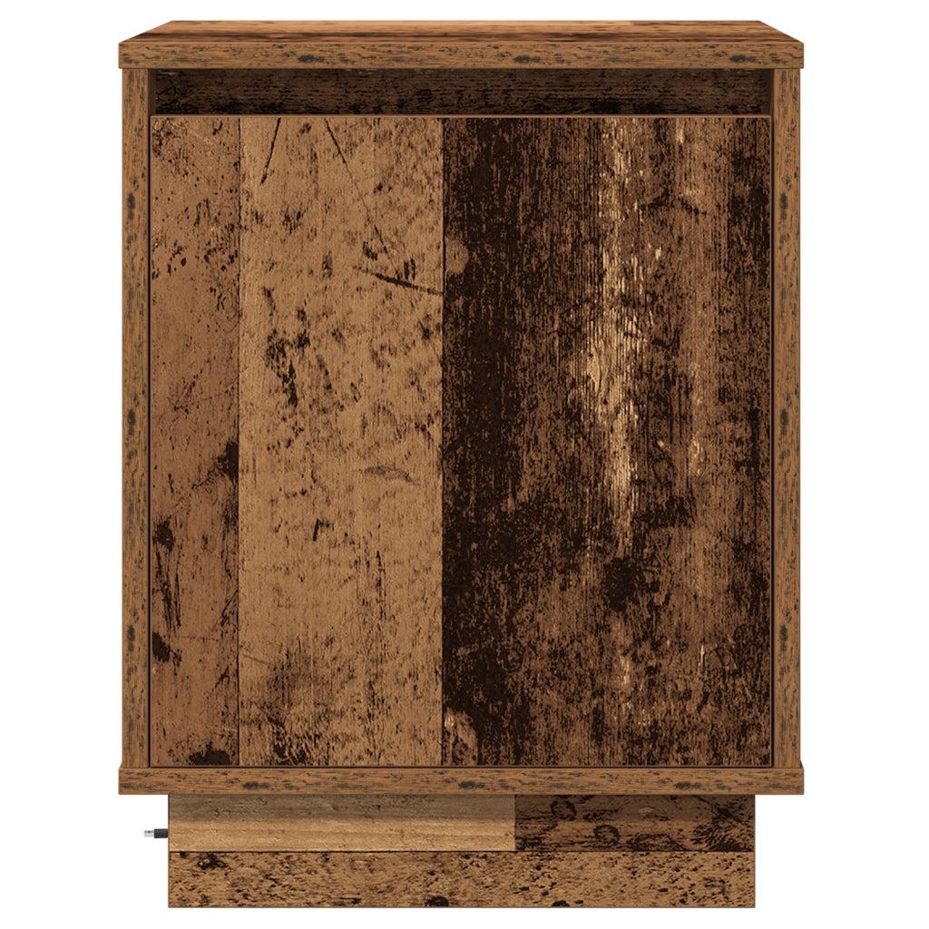 Comodini con Luci LED 2 pz Legno Vecchio 39x34,5x50 cm