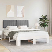 Letto con Testiera Rivestita Grigio chiaro 160 x 200 cm