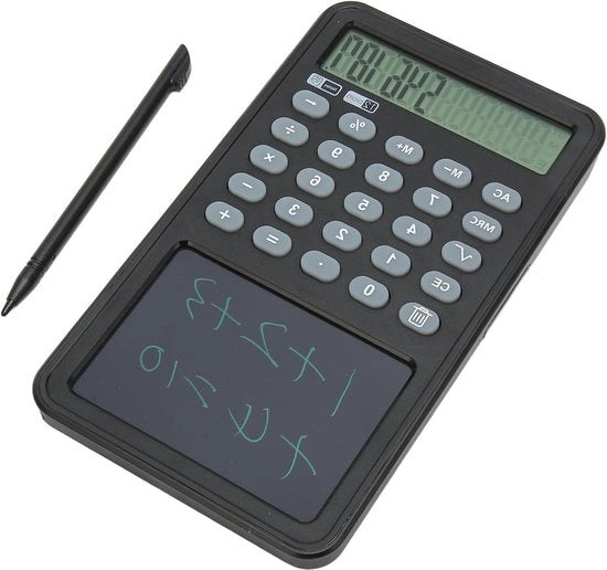 Calcolatrice scientifica professionale con display LCD grande 12 cifre e tablet cancellabile - rekenmachine per ufficio - nero.