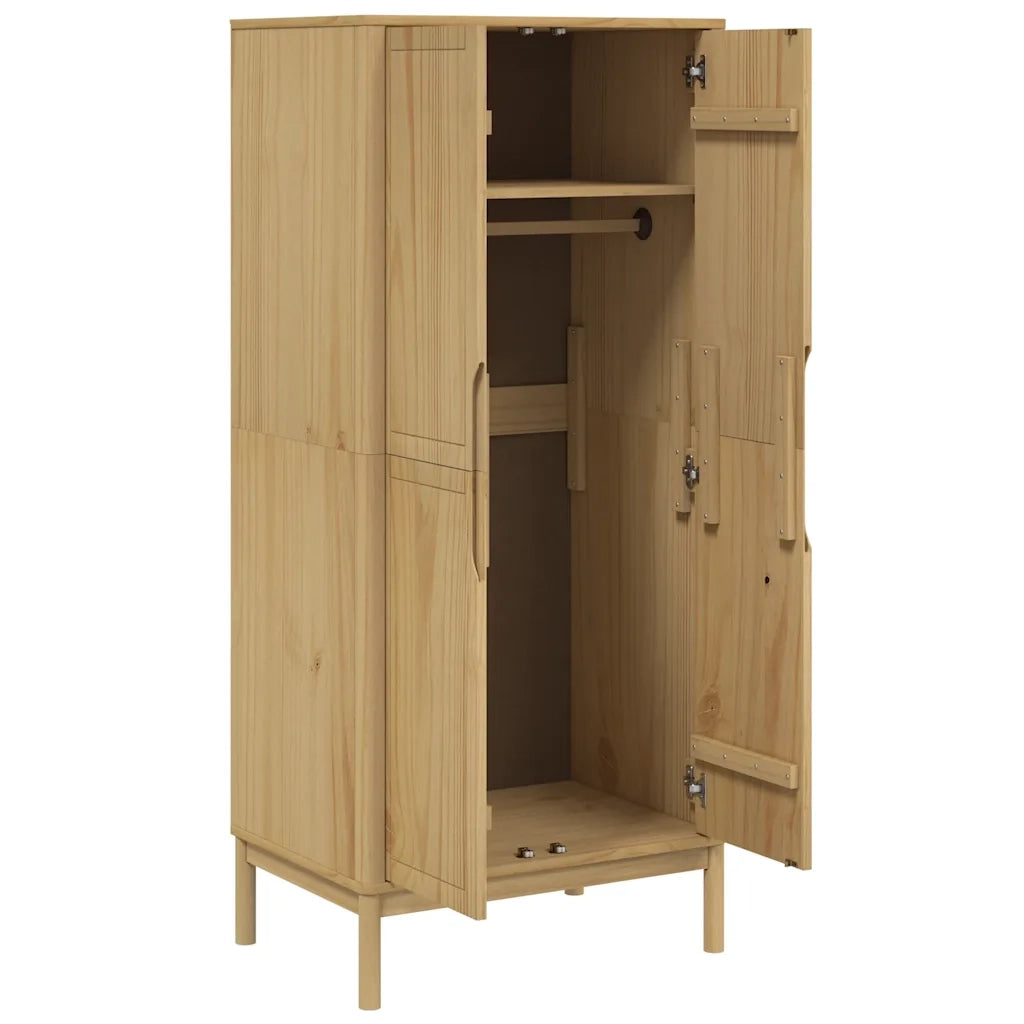 Armadio FLORO Marrone Cera 77x53x171 cm Legno Massello di Pino 374005