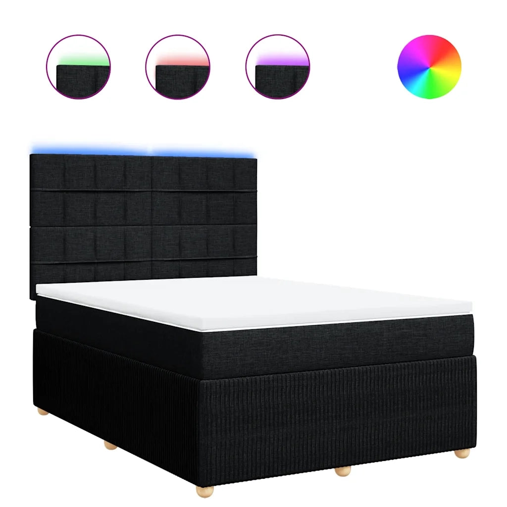 vidaXL Giroletto a Molle con Materasso Nero 140x190 cm in Tessuto