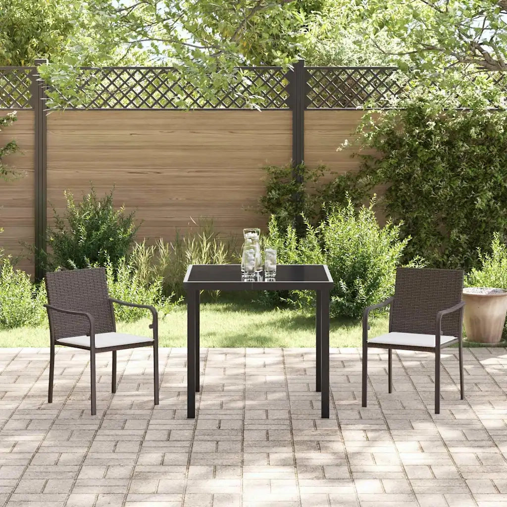 Set da Pranzo per Giardino 3 pcs Marrone e Nero Rattan in PE 3379044