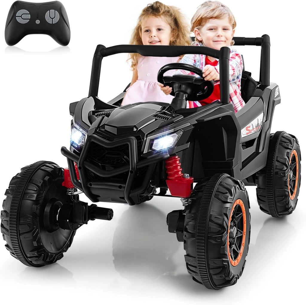 24V UTV Macchina Elettrica per Bambini, Veicolo Elettrico con 2 Posti Motore 4x100W, con Telecomando Partenza Morbida Musica, Velocità Regolabile, 3 Anni+