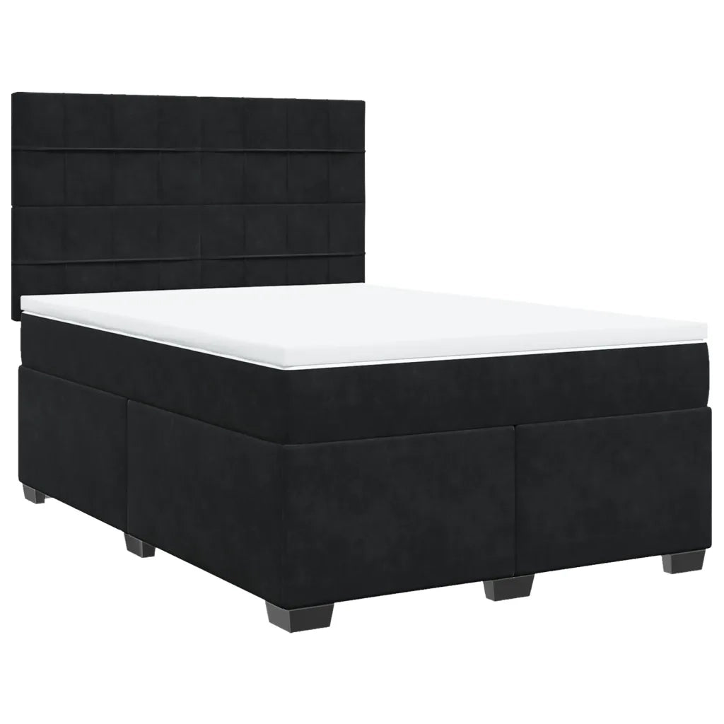 Giroletto a Molle con Materasso Nero 160x200 cm in Velluto 3290956