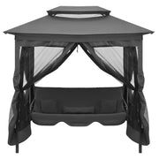 Panchina a Dondolo Baldacchino Antracite 220x160x240 cm Acciaio 45073