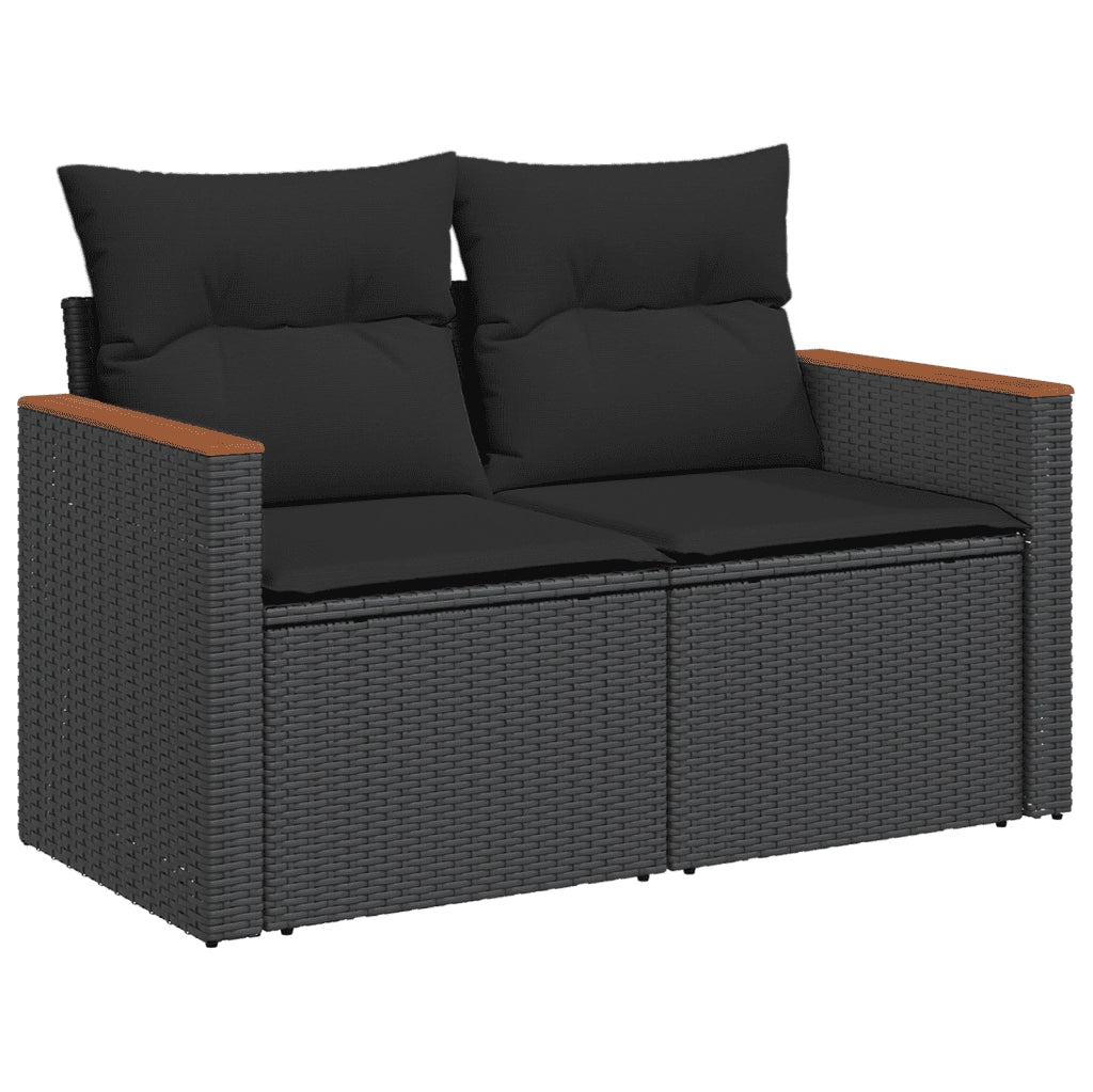 Set Divani da Giardino 4 pz con Cuscini Nero in Polyrattan 3258303