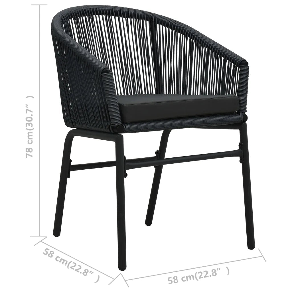 Sedie da Giardino 2 pz Nere in Rattan PE 48135