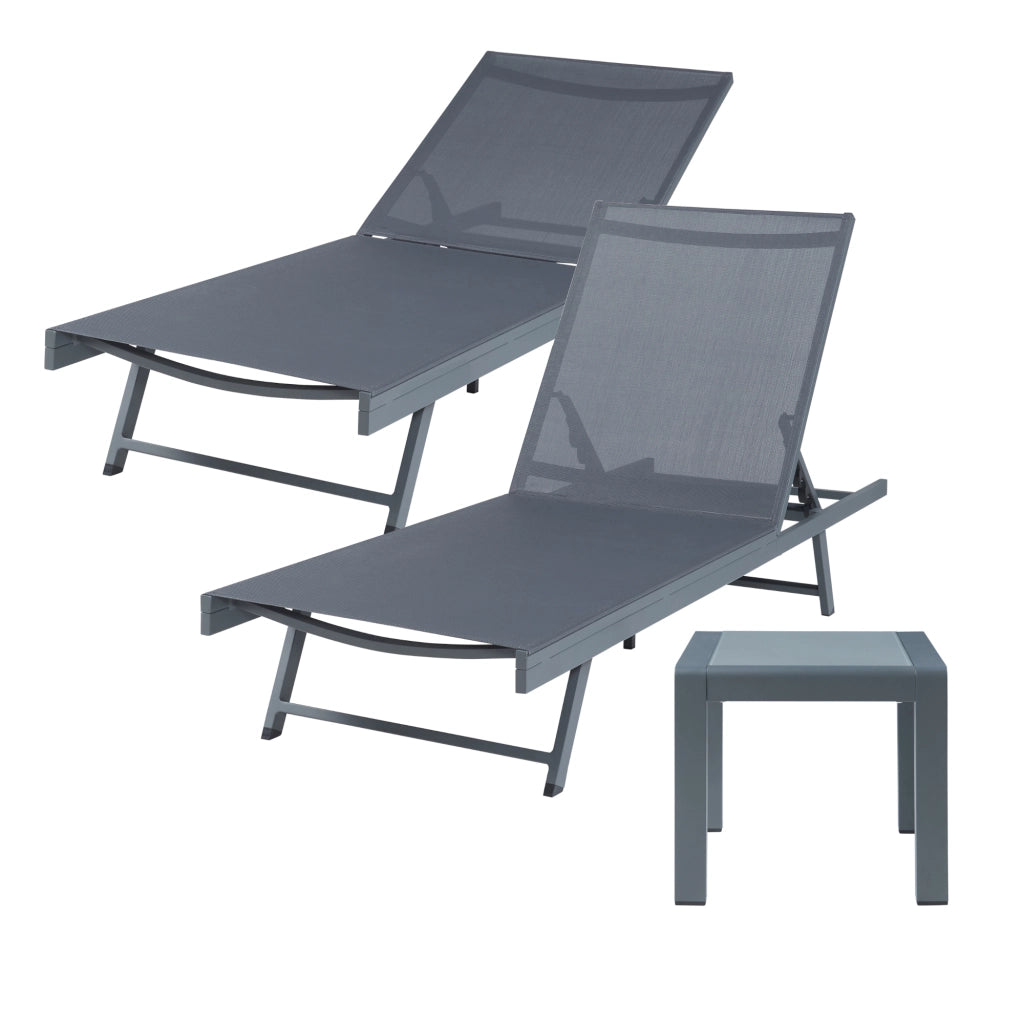 Set Baragiano di Tavolino e 2 Lettini Prendisole - Antracite/Grigio casa.pro