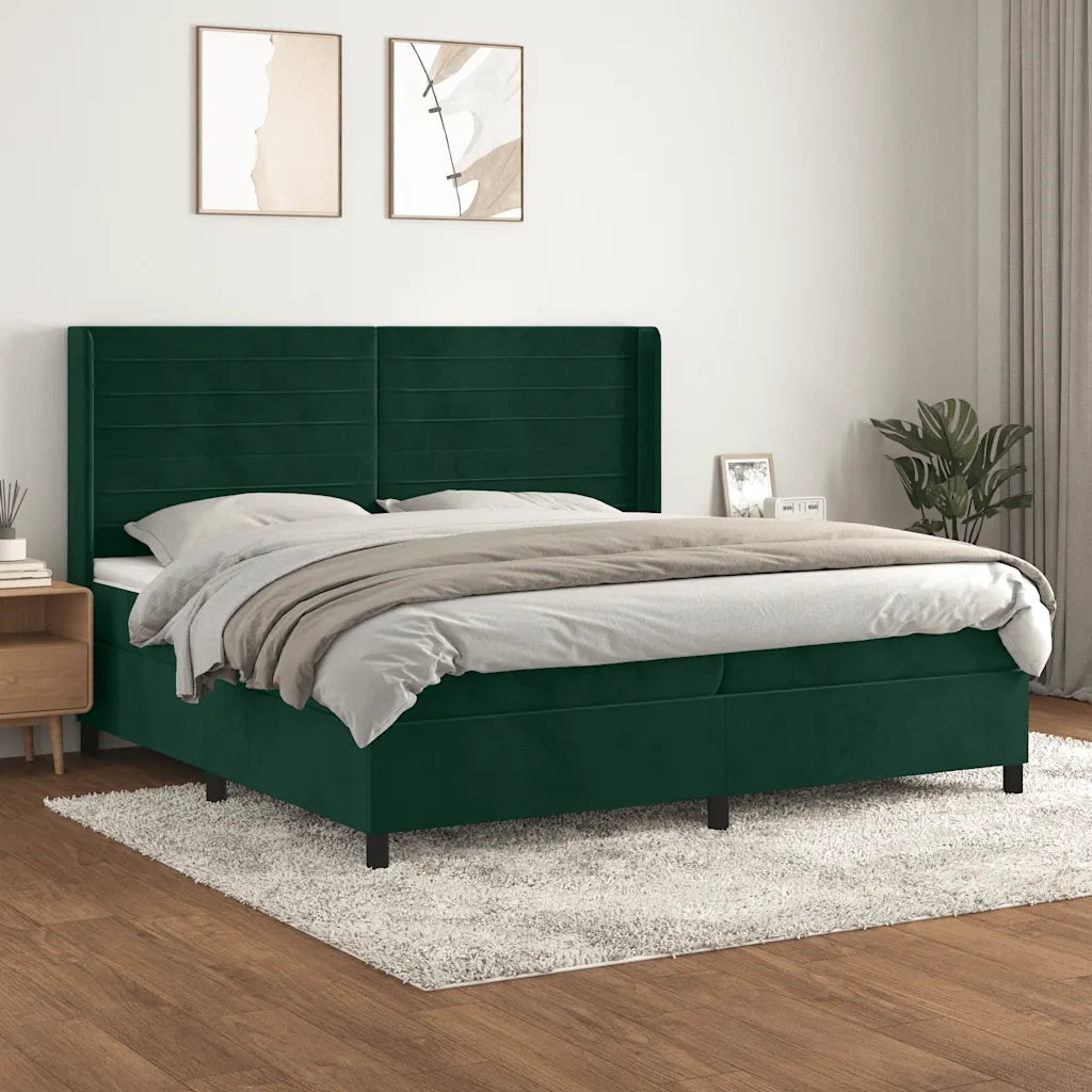 Giroletto a Molle con Materasso Verde Scuro 200x200 cm Velluto 3132762