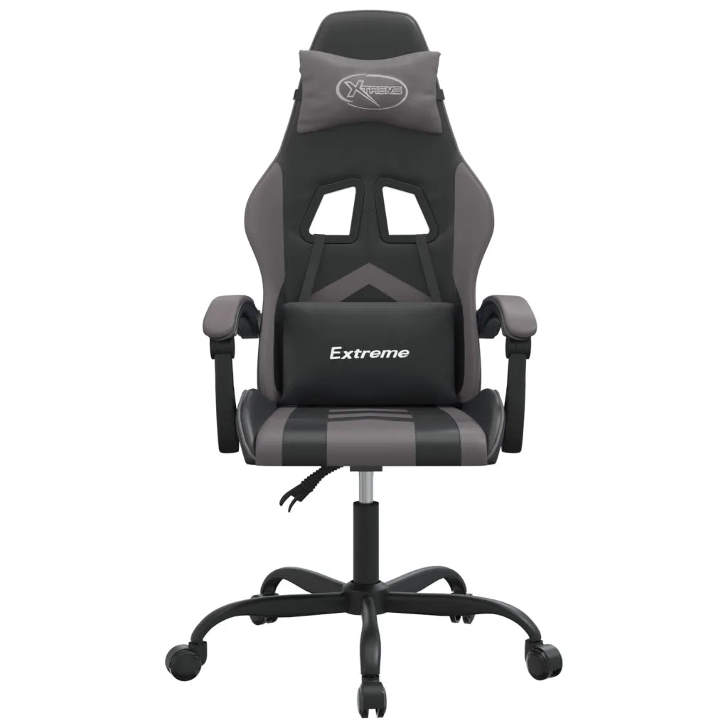 Sedia da Gaming | Sedia da e-sports Girevole Nera e Grigia in Similpelle