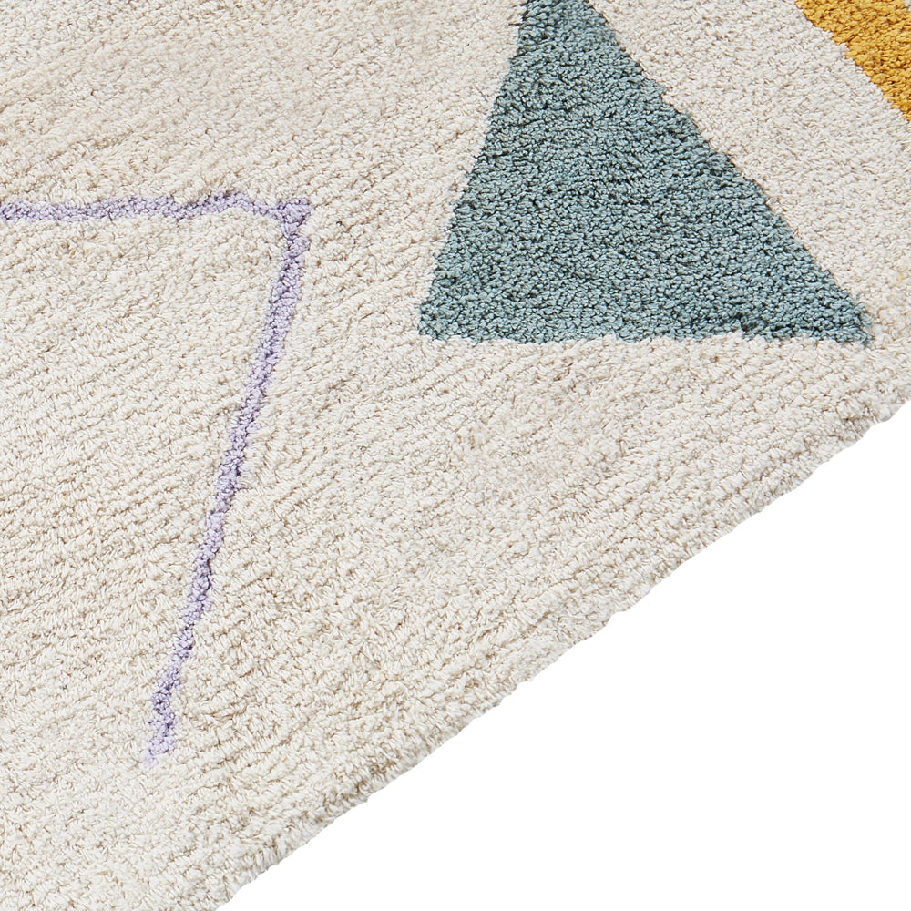 Tappeto per cameretta con motivo astratto e nappe beige e rosa 140 x 200 cm cameretta nursery soggiorno