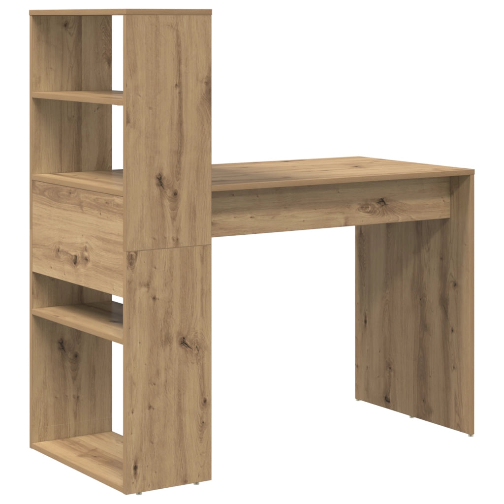 Scrivania con spazio di archiviazione Rovere Artigianale 113x54x120 cm Legno ingegnerizzato