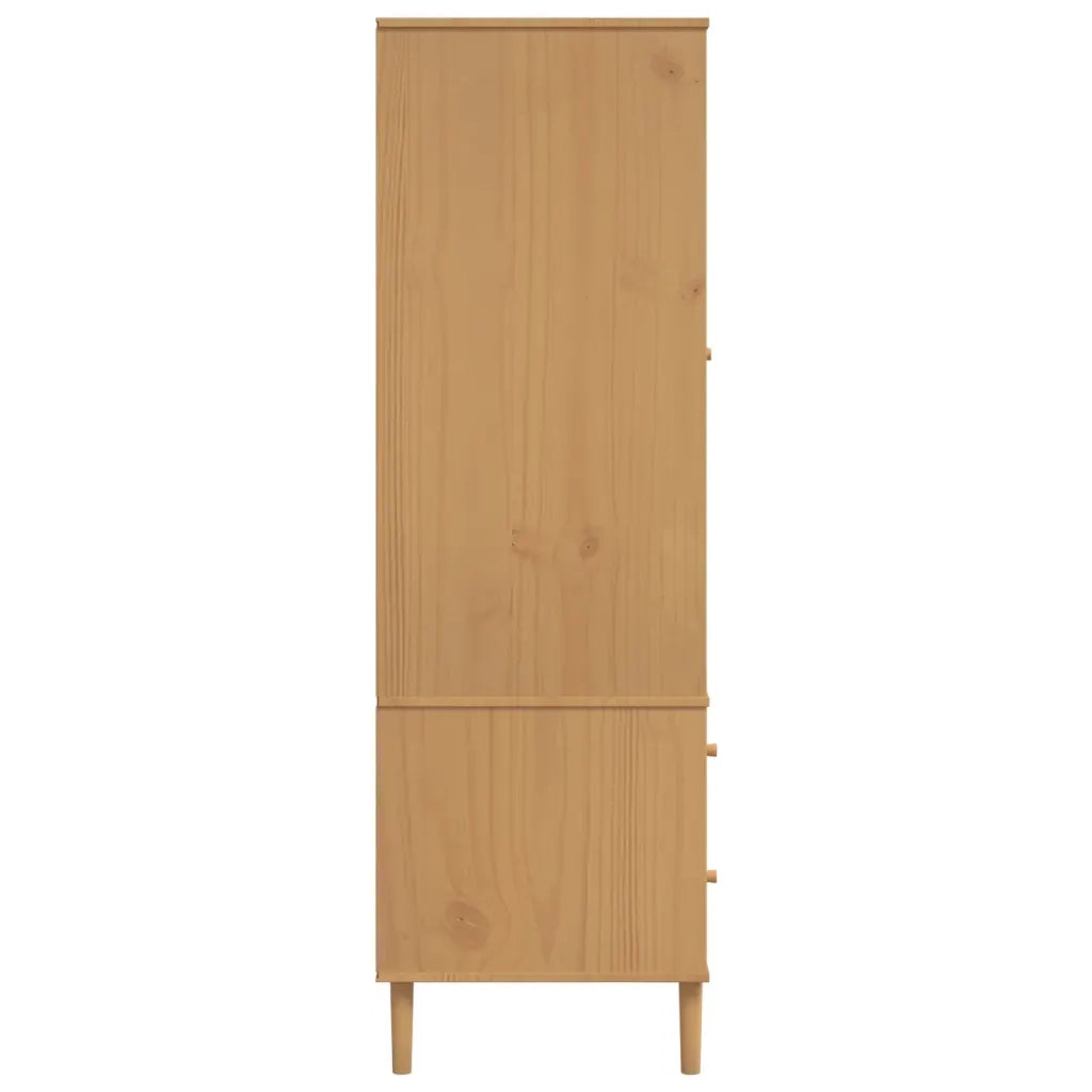 Armadio SENJA Aspetto Rattan Marrone 90x55x175 cm Massello Pino 358034