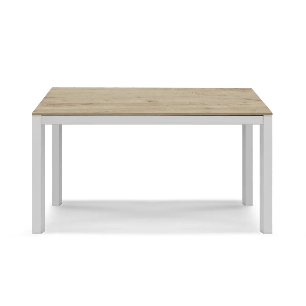 Tavolo da pranzo allungabile 130x80 Quercia Bianco modello GIOTTO MADE IN ITALY con allunga laterale 40 cm per sala da pranzo, cucina e soggiorno, design moderno