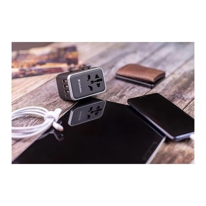 Verbatim 49546 Adattatore da viaggio universale 6 in 1 con PD 61W 3x USB-A 2x USB-C colore Nero