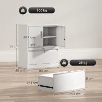 Armadio da ufficio con serratura, in acciaio con 2 porte e ripiani regolabili, Bianco